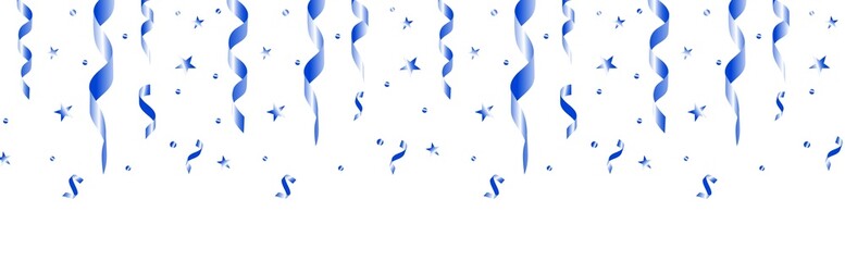 Realistic hanging blue confetti on transparent background. Festive confetti. Christmas background. PNG image