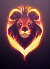 lion portrait made out of fire