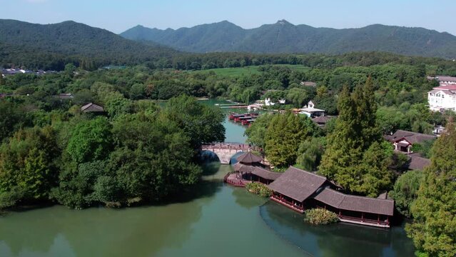 Aerial photography Hangzhou West Lake Classical Garden Landscape
