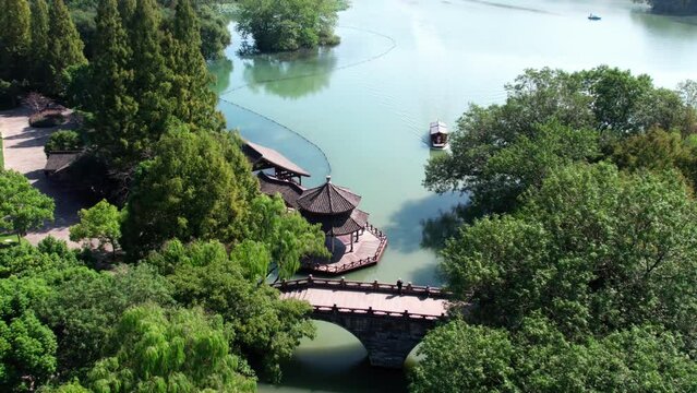 Aerial photography Hangzhou West Lake Classical Garden Landscape