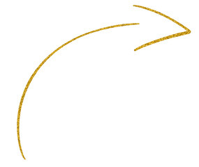 Golden glitter hand-drawn retro shapes. Arrow, wavy lines, Curve line