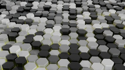 abstract background white and black geometric hexagon wallpaper hexagon honeycomb 3d rendering