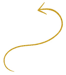 Golden glitter hand-drawn retro shapes. Arrow, 
