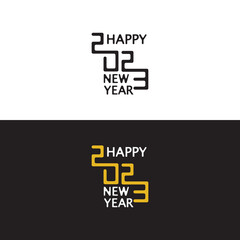 Happy New Year 2023 text design. Brochure design template, card, banner. Vector illustration.