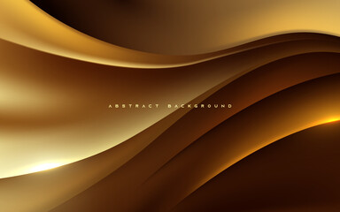 Abstract premium gold background wavy light and shadow shape