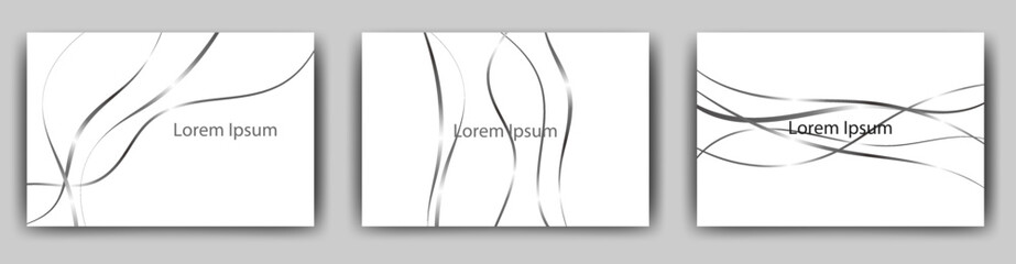 流れる線のベクターデザインテンプレート/DM/ポストカード/名刺デザインの　はがきテンプレートセット