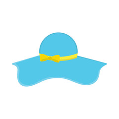 Sky blue hat on a white background in vector. Woman's hat.