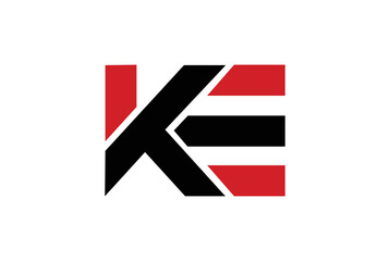 KE Letter Logo Design Template Vector with white background.