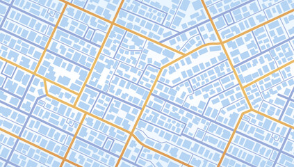 City top view. View from above the map buildings. Gps map navigation to own house. Detailed view of city. Decorative graphic tourist map. Abstract transportation background. Vector, illustration.