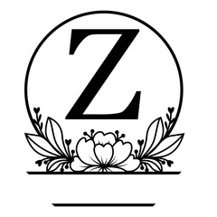 Family last name svg, Letter Z, Split monogram with flower svg