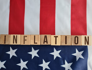 Fototapeta na wymiar USA America and inflation both destroy country and destroy economy