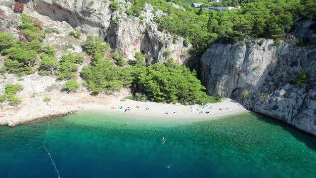 Nugal Beach. Croatia, Makarska Riviera, nudist beach Aerial view