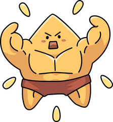 Cute kawaii bodybuilder yellow star clipart