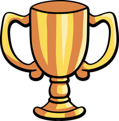 Cute kawaii golden award clipart on a white background