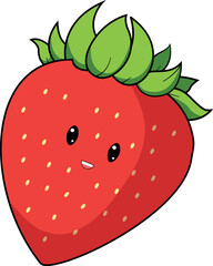 Obraz premium Cute kawaii cartoon character of a smiling strawberry on a white background