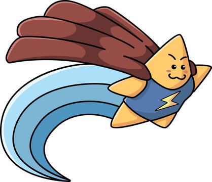 Cute Kawaii Superhero Yellow Star Clipart With A Cloak