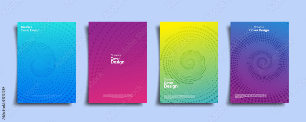 Wall mural creative minimal covers design. halftone dots colorful gradient design. future geometric patterns, v