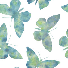 watercolor butterflies, seamless pattern for design. Abstract ornament from colorful butterflies.