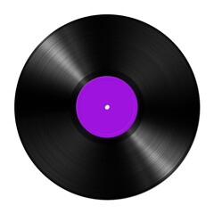 Purple vinyl record isolated on white background