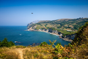 Ocean and cliffs view in Laredo, Cantabria, Spain
