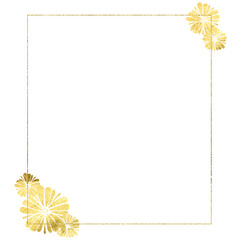 Gold Foil Frame ,gold splatter frames glitter,Gold brush stroke on transparent background.Wedding frame design and gold flowers.