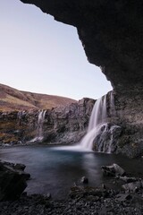Fototapeta na wymiar Long exposure of the Skutafoss Waterfall in Iceland.