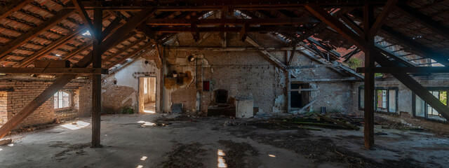 Old abandoned historic brick brewery in Budapest, Hungary