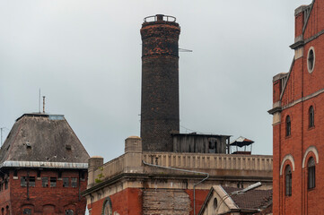 Fototapeta na wymiar Old abandoned historic brick brewery in Budapest, Hungary