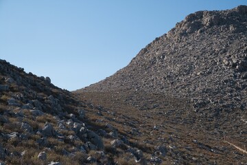 Beautiful rocky mountains on Symi island, Greece.