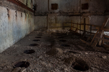 Old abandoned historic brick brewery in Budapest, Hungary