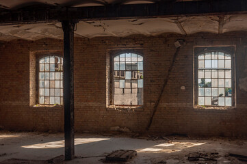 Fototapeta na wymiar Old abandoned historic brick brewery in Budapest, Hungary