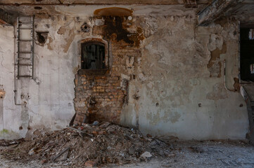 Old abandoned historic brick brewery in Budapest, Hungary