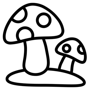 Mushroom Outline Style Icon