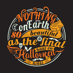 Happy Halloween t shirt design with Halloween elements or Hand drawn Halloween typography design