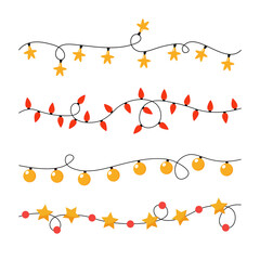Christmas lights. Set of colorful garlands