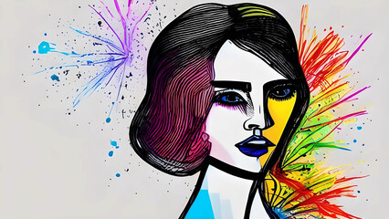 Naklejka premium Stylish, Colorful Woman of Portrait Background image with Generative AI.