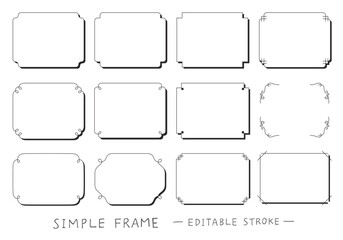 シンプルな線のフレームセット 影つき