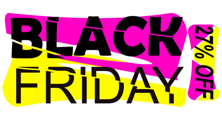 black friday promotion tag 27 percent off pink and black