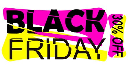 black friday promotion tag 30 percent off pink and black