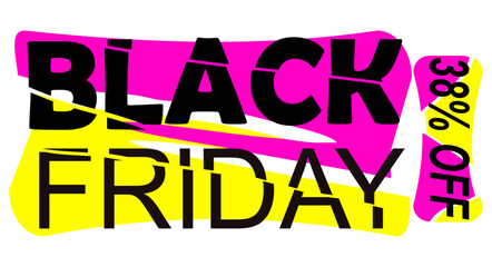 black friday promotion tag 38 percent off pink and black