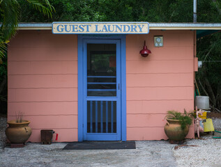 Fototapeta na wymiar Guest laundry building at old Florida cottages, Long Boat Key, Florida