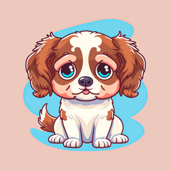 Colourful illustration of a cute dog puppy