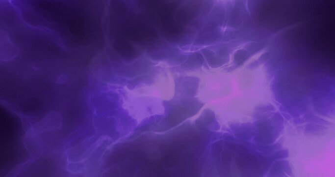 Animation of space flight around colorful violet nebula gas
