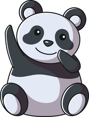 Cute cartoon panda greeting isolated on white background