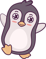 Cute happy cartoon penguin isolated on white background