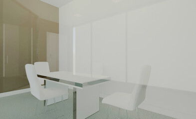 Fototapeta na wymiar Office interior design in whire color. 3D rendering.