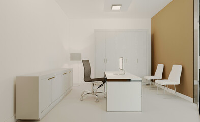 Elegant office interior. Mixed media. 3D rendering.