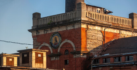Naklejka premium Old abandoned historic brick brewery in Budapest, Hungary