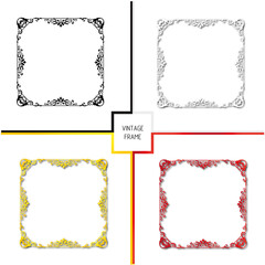 Set of frames in vintage style with elements of ornament, art.