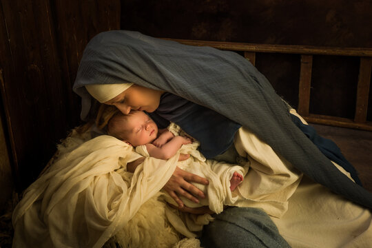 Christmas nativity Mary with child